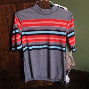 Turtleneck striped tee